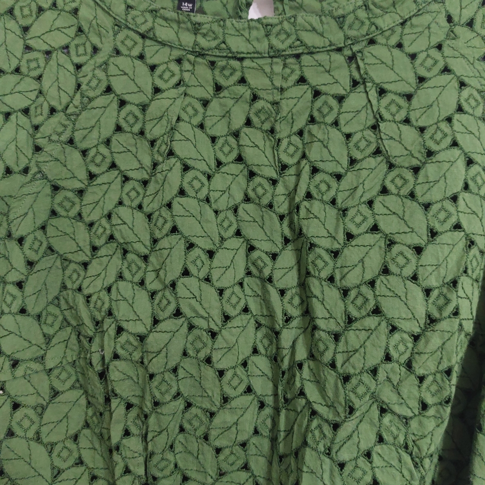 Talbots Green Leaf Pattern Blouse - image 3